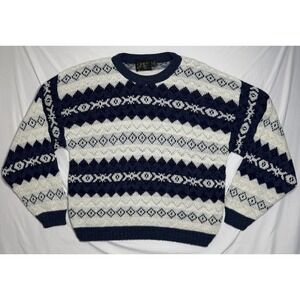 Vintage Magnetic Force 90s Geometric Knit Sweater Made In USA Size Large